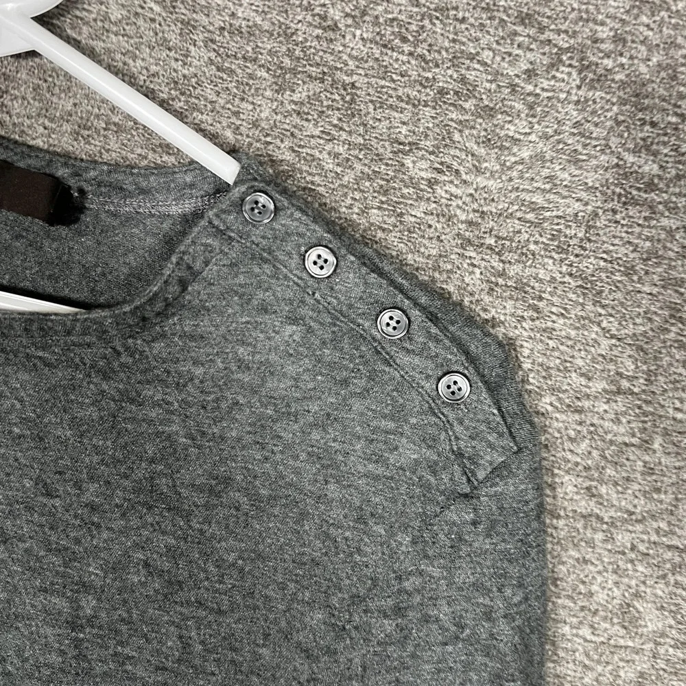 Zegna Sweater Mens Medium Gray Button Shoulder Crewneck‎ Knit Pullover Italy